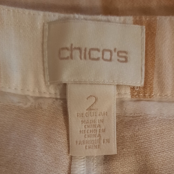 Chico's striped linen blend crop pants sz 2 12/14 *T - Picture 6 of 9